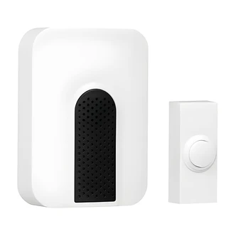 Globe Electric Wireless Doorbell Kit, White/Black, 3 Tunes, 150 ft Range, 1 Chime, 1 Push Button
