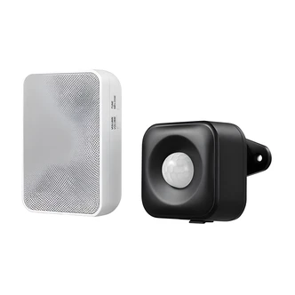 Globe Electric Wireless Battery Doorbell Kit, Motion Sensor, Black, White, 300 ft