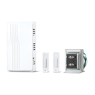 Globe Electric Wired Contractor Door Chime Kit, 2-Note, White, Lighted And Unlighted Push Buttons, Transformer
