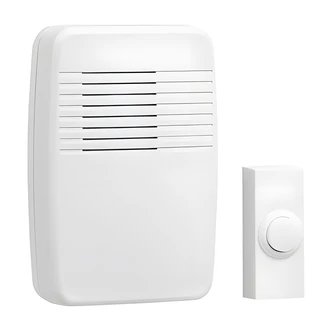 Globe Electric Wireless Plug-In Doorbell Kit, White, Adjustable Volume, 3 Chimes, 100 ft Range, Battery Included
