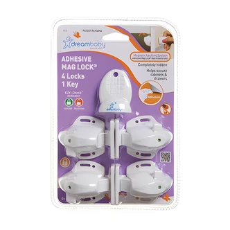 Dreambaby Adhesive Mag Lock, EZ-Check Indicator, Child Safety Lock, 4/PK