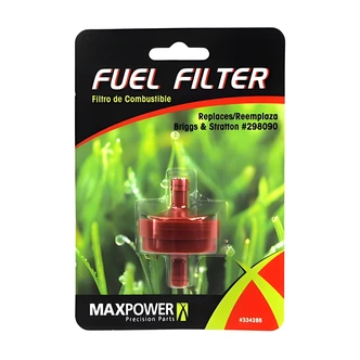 MaxPower Precision Parts Fuel Filter, 1/4 in ID Fuel Line, Red, 150 Micron, For Briggs & Stratton Engines Without Fuel Pump