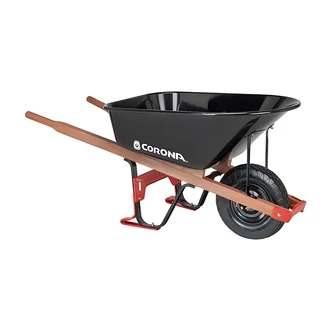 Corona Pro Metal Wheelbarrow, 6 Cu Ft, Pneumatic Tire, Hardwood Handles, Steel, White