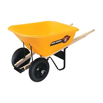 Ames True Temper Wheelbarrow, Dual Wheels, 8 Cu Ft, Poly Tray, Steel Undercarriage, 30.5" W x 58.75" D x 33" H