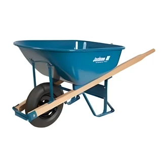 Jackson Wheelbarrow, 6 cu ft, Heavy Duty Steel Tray, 16 in Flat Free Tire, Hardwood Handles