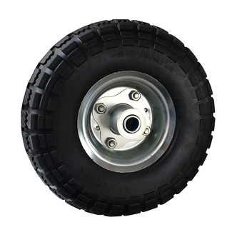 Buffalo No Flat Tire, 10 in, Solid Rubber, Microcellular Polyurethane, 5/8 in Ball Bearing Axle, 300 lb Load Capacity