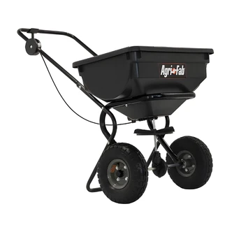 Agri-Fab Push Broadcast Spreader, 85 lb, Rustproof Poly Hopper, Pneumatic Tires, 10 ft Spread, 14,000 sq ft Coverage
