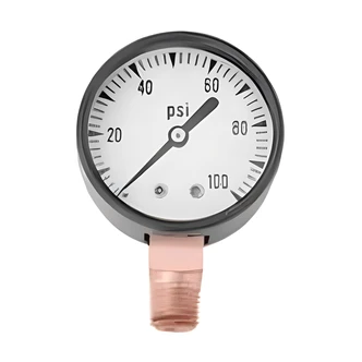 Ashland Water Group Pressure Gauge, Lower Mount, 1/4 In, Lawn Roller/Spreader/Garden Supply