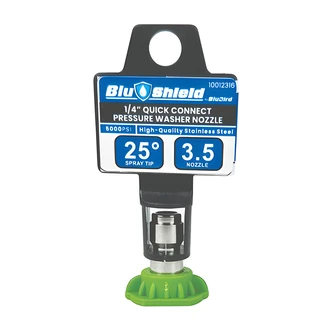 BluBird Industries Pressure Washer Nozzle, 1/4" Quick Disconnect, 25 Degree, Green