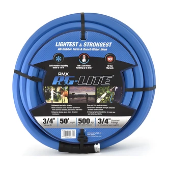 BluBird Industries Rubber Water Hose, Ag-Lite, 3/4" x 50 ft, 100% Rubber, Farm/Ag, Hot Water Use