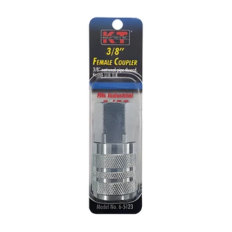 KT Industries Industrial Female Coupler, 3/8 in F NPT, Brass, Zinc Plated, Stainless Steel Springs