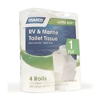 Camco RV Toilet Paper, 4/PK, 1-Ply, Fast Dissolving, Biodegradable, Septic Safe, Dye-Free, Perfume-Free