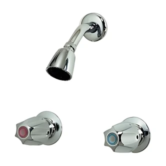 B&K / Mueller Industries Tub and Shower Faucet, Chrome, 2 Metal Handles, Showerhead Only, 11" W x 15.5" D x 12.5" H