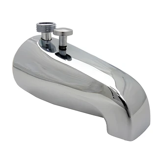 Larsen Supply Adapter Spout, Rear Mount, Chrome Plated, Dual Connection, 1/2 in and 3/4 in Iron Pipe Threads