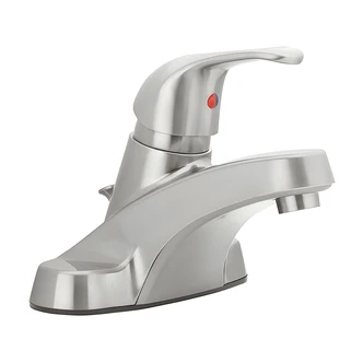 Homewerks Bathroom Faucet, Single Handle, Brushed Nickel, 1.2 GPM, 3-Hole, Low-Arc, Quick Install Pop-Up Drain