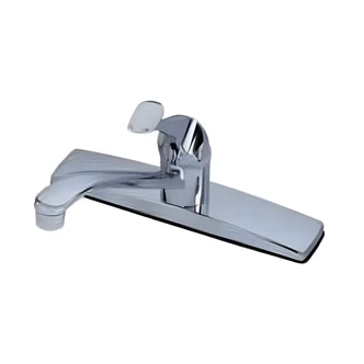B&K / Mueller Industries Kitchen Faucet, Single Lever, Washerless, Chrome, Brass Waterways, Metal Housing, Stainless Steel Ball, 8 in Center