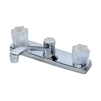 B&K / Mueller Industries Kitchen Faucet, Dual Handle, Washerless, Acrylic Handle, 8 in Center Distance, Plastic Waterways, Metal Housing