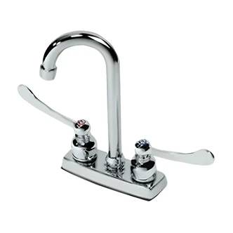 B&K Bar Faucet, Two Handle, Chrome, 8 in Spout, 4 in Centerset, Brass Waterways, Metal Housing