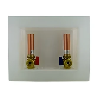 Braxton Harris Washing Machine Box, PEX Valves, Hammer Arrestors, Quarter Turn Ball Valves, 10 3/8 x 8 7/16 In Faceplate