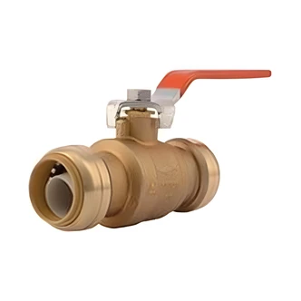 Cash Acme Brass Push Ball Valve, 1" SB, Push-To-Connect, Rotatable, For PEX, Copper, CPVC, PE-RT, SDR-9 HDPE
