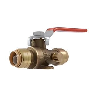 Cash Acme Ball Valve With Drain, 1/2 in, Lead Free, Sharkbite Push Fit, DZR Brass