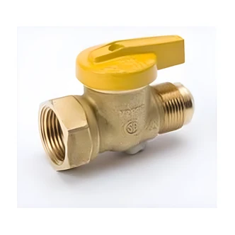 B&K / Mueller Industries Gas Ball Valve, 1/2 in, Flare End, Chrome Plated Forged Brass, Coated Aluminum Handle, Natural Gas Compatible