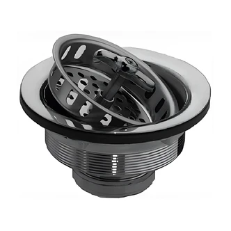 B&K, Basket Strainer, Stainless Steel, 3 1/2 in-4 in Sink Opening, Spin and Seal Design, Deep Well, Rolled Edge Crumb Cup