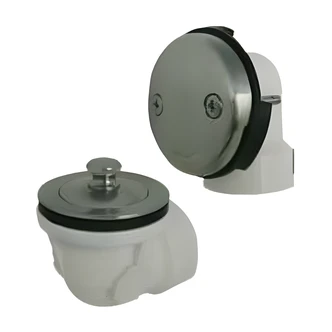Braxton Harris Bath Waste Half Kit, Lift And Turn, 1 1/3 in Drain, 2-Hole Overflow Plate, 1 1/2 in Elbow, Shoe