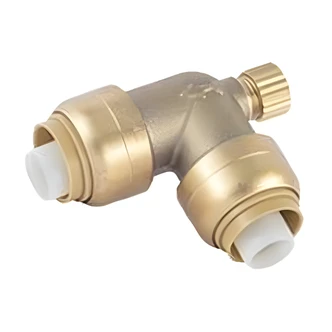 Cash Acme Brass Push Elbow, 90 Degree, Drain/Vent, 3/4 in, for PEX, Copper, CPVC, PE-RT, HDPE