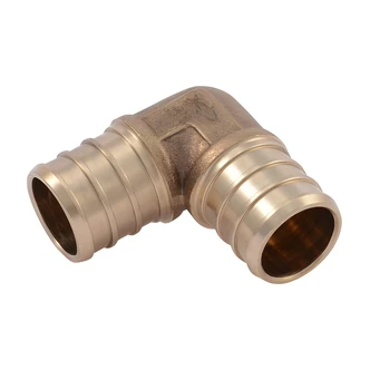 Cash Acme PEX Barb Elbow, 1/2" x 1/2", Lead Free DZR Brass, Crimp or Clamp Rings