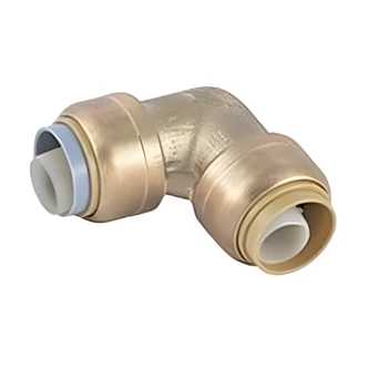 Cash Acme Brass Push Polybutylene Transition Elbow, 90 Degree, Gray/Tan Collar, 3/4 in x 3/4 in, 1 EA