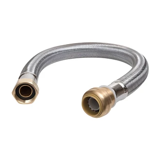 Cash Acme Flexible Water Heater Connector, SharkBite x 3/4 in FIP x 24 in, Stainless Steel Braided