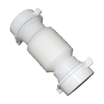 Larsen Flexi-Connector, White PVC, 1-1/2 in O.D., 1-1/4 in Slip Joint, 7 in, 90-Degree Bend