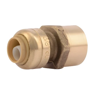 Cash Acme Brass Push Female Connector, 3/8 x 1/2 in, Lead Free, FNPT, SB
