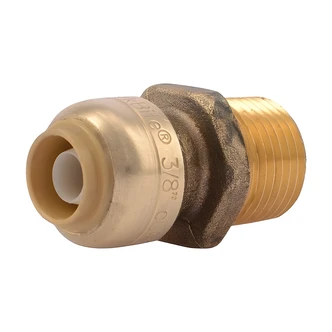 Cash Acme Brass Push Male Connector, 3/8 in x 1/2 in, Lead Free, MNPT