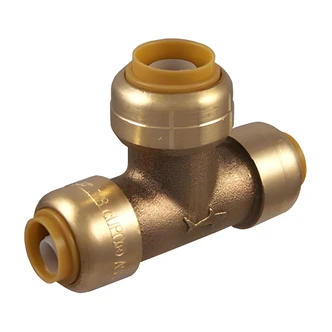 Cash Acme Brass Push Reducing Tee, Lead Free, 3/8 x 3/8 x 1/2 in, Push-To-Connect