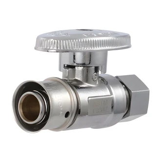 Cash Acme PEX Press Brass Straight Supply Stop, 1/2 in PEX x 3/8 in OD, Stainless-Steel Sleeve