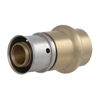 Cash Acme PEX Press Copper Press Adapter, 1/2 in x 1/2 in, Stainless Steel Sleeve