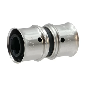 Cash Acme PEX Press Poly Coupling, 1/2 in, PPSU, Stainless Steel Sleeve, for PEX-a/PEX-b Pipe