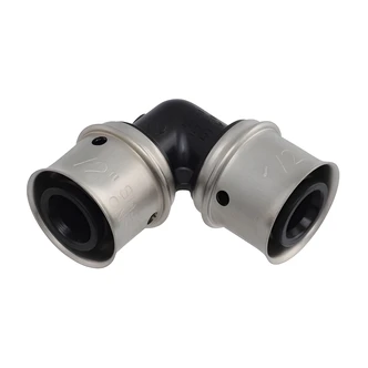 Cash Acme 1/2 in PEX Press Poly Elbow, PPSU, Stainless-Steel Sleeve, PEX-A/PEX-B Compatible, 5/PK