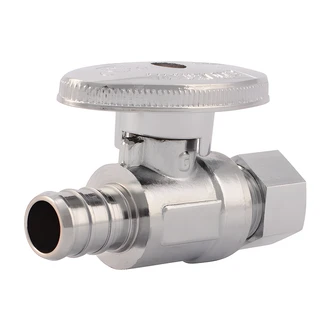 Cash Acme Compression Straight Stop, Quarter Turn, 1/2 x 3/8 in, DZR Brass, for PEX Pipe