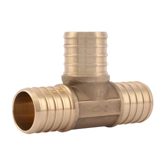 Cash Acme PEX Barb Brass Tee Fitting, 3/8 x 3/8 x 3/8, Lead-Free DZR Brass, PEX-A/B/C, PE-RT Compatible