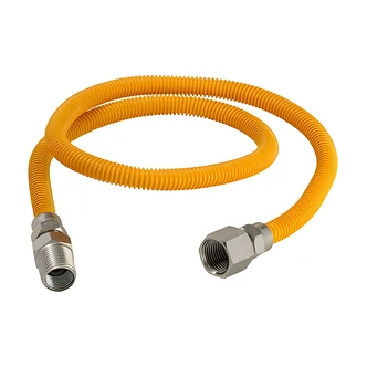 B&K / Mueller Industries ProLine Series Flexible Gas Connector, Stainless Steel, Yellow Epoxy Coated, 1/2M x 1/2F, 30 In, 1/4 ID