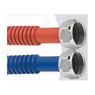 Cash Acme Flex Connect Set, 24 in, 3/4 in, 304 Stainless Steel, Blue/Red, Double-Ended Chrome Plated Brass Nuts