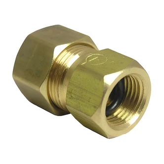 Larsen Supply Compression Adapter, 1/4 in Female x 3/8 in Male, Lead-Free Brass, Copper/Brass Tone