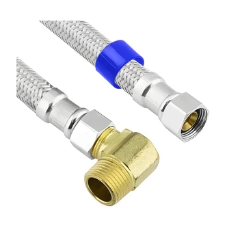 Larsen Supply Dishwasher Flex Connector, Stainless Steel Braided, 3/8 in Compression Inlet, 3/8 in MIP Outlet, 72 in
