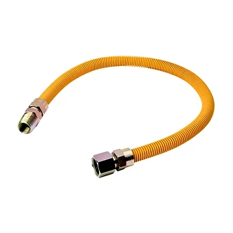 B&K / Mueller Industries Gas Appliance Connector, 24 in, Yellow Epoxy Coated Stainless Steel, CSA Certified