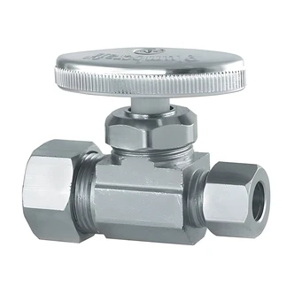 Homewerks Compression Straight Stop Valve, Chrome, 5/8 in OD x 3/8 in OD