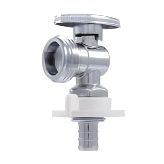 Cash Acme PEX Chrome Plated Angle Stop, 1/4 Turn Valve, Barb Connections, 1/2 x 3/4 in
