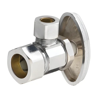 Homewerks Compression Valve, 1/4-Turn Angle Shut-Off, Chrome-Plated, Lead-Free, 5/8 in OD Comp x 3/8 in